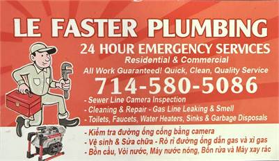LE FASTER PLUMBING Kiểm tra ống nước bằng camera và vệ sinh. Rò rĩ đường...